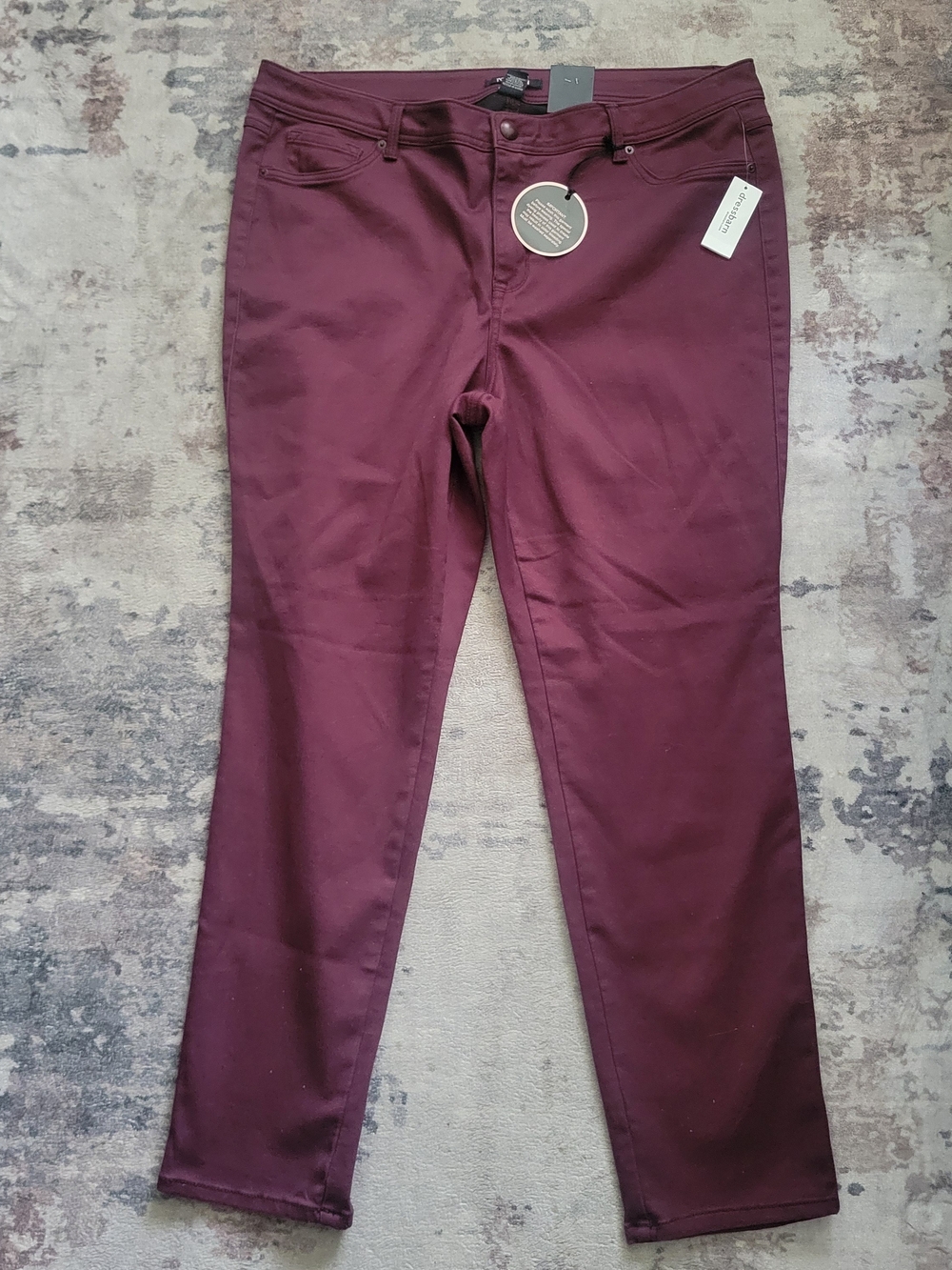 Roz & Ali Maroon Stretch Skinny Pants 22W